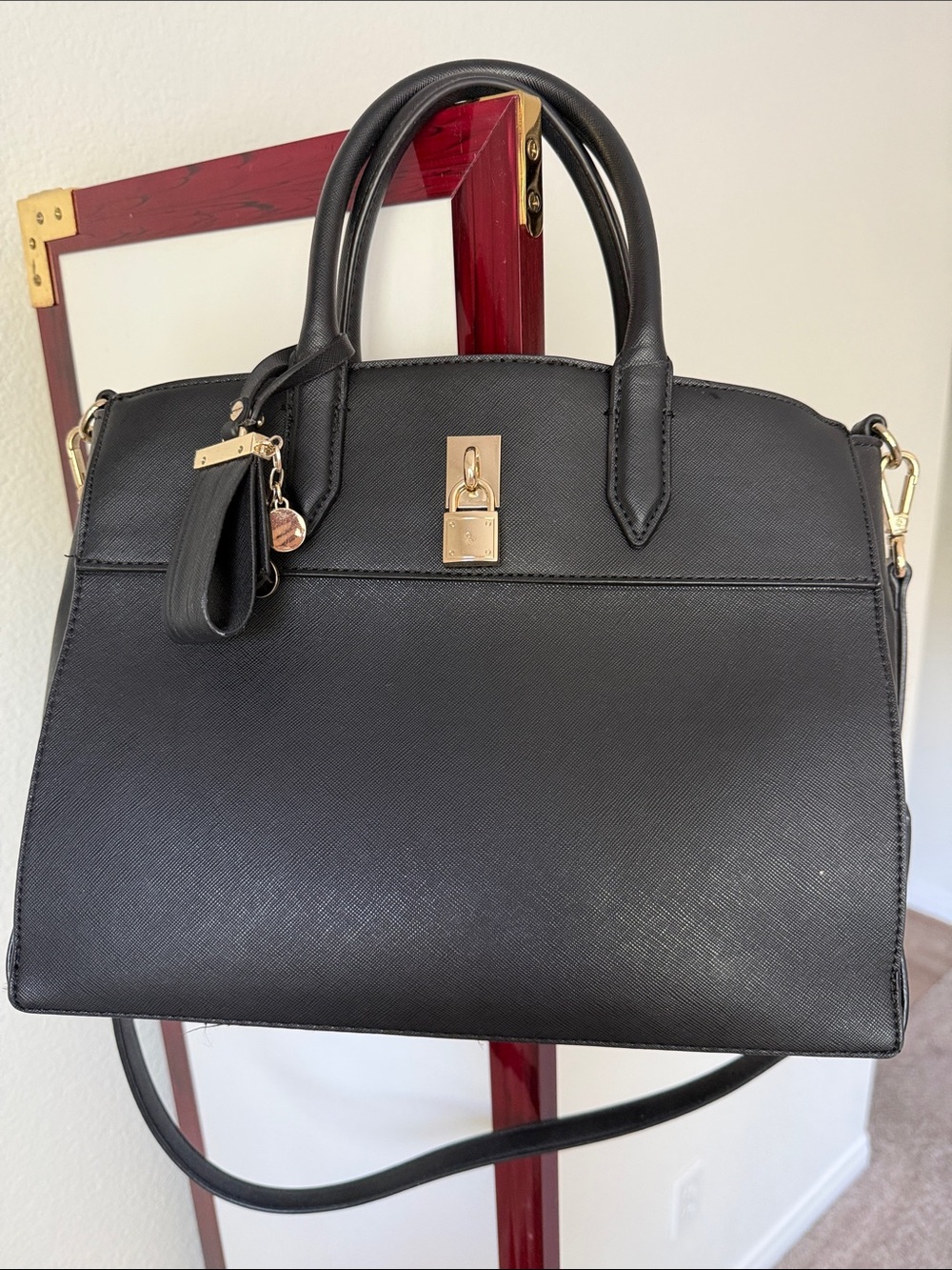 Nine West Black Top-Handle Satchel with Gold Hardware